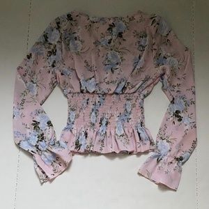 No Comment floral blouse long sleeves
